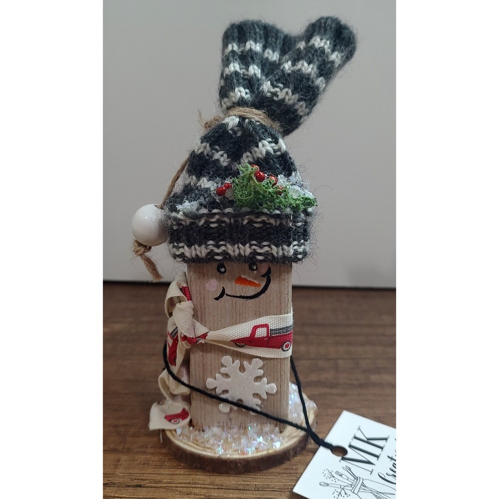 Hand painted Wooden Snowman Christmas Decor Shelf Sitter Red Truck Snowflake B1